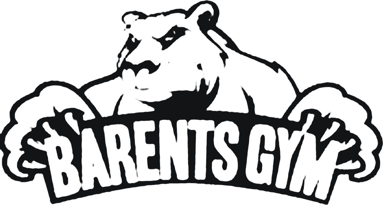 Barents Gym-logoen: en isbjørn som holder banneret med navnet